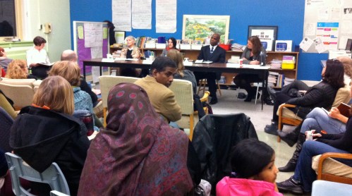 The trustee candidates (l-r): Sheila Cary-Meagher, Marietta Fox, Navarius Mombo, and Jen Sagar